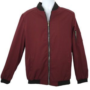 Sandbank Front Zip Lined Golf Windbreaker Mens Size M Maroon Black Lightweight